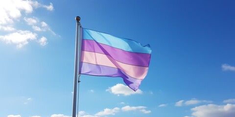 Colorful pride flag waving in the sky