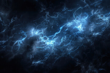 Fototapeta na wymiar Generative ai on theme of scary bright electric lightning bolt with branches in the night dark sky