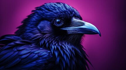 Fototapeta premium Close-up of a vibrant blue raven with striking eyes