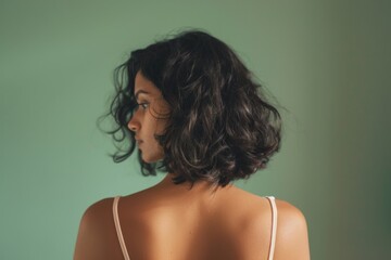 Portrait of a woman with her back to the camera