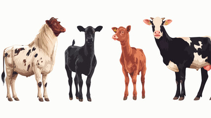Set of four farm animals Vector illustration. Vector