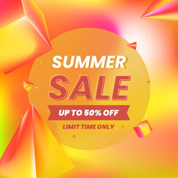 Summer Sale Banner with Discount Promotion Design Template