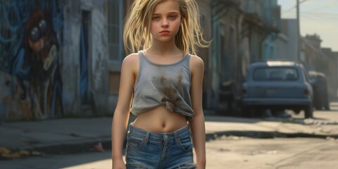 Naklejka premium young woman in casual outfit standing outdoors