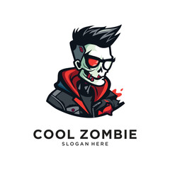 zombie monster head character logo design vector
