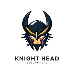 knight head character logo design vector