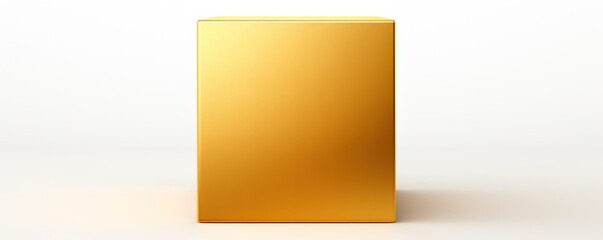 Gold tall product box copy space is isolated against a white background for ad advertising sale alert or news blank copyspace for design text photo website 
