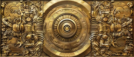 Exquisite Ancient-Inspired Metal Decorative Panel or Gate with Intricate Geometric and Floral Patterns