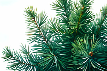 Naklejka premium Blue Spruce Branches: A Detailed Portrait Against a Starry Canvas
