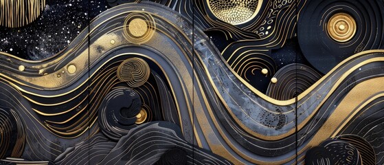 Energetic Abstract Artwork with Swirling Geometric Shapes