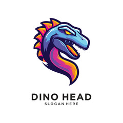 dino head smile character logo design vector