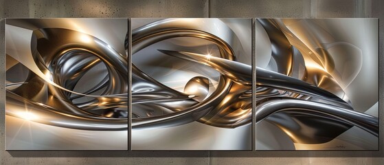 Intricate and Flowing Abstract Metal Sculptures on a Neutral Wall