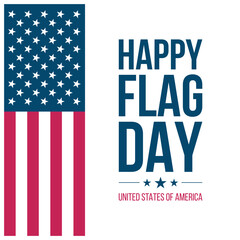 Happy Flag Day greeting card. United States of America holiday. American flag background. Vector illustration.