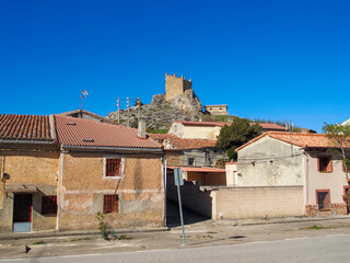 Obraz premium Turmiel medieval tower. Guadalajara, Castile la Mancha, Spain.