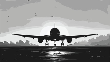 Silhouette airplane with gray scale Vector illustration