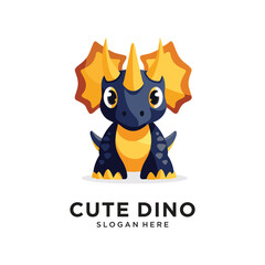 cute dinosaur character logo design vector