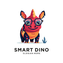 cute dinosaur character logo design vector