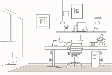 drawing of an office workspace layout