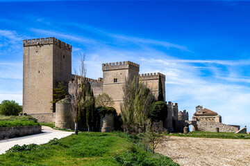Medieval castle of Ampudia from the 15th century. Palencia, Castile and Leon, Spain.