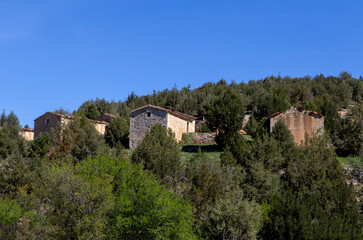 Fototapeta na wymiar Old winepresses on the outskirts of Castillejo de Robledo. Soria, Castile and Leon, Spain.