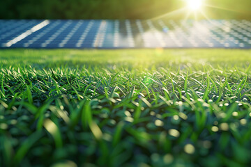 Naklejka premium Generative ai on theme of solar cell panels in a photovoltaic power plant, eco renewable power