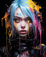 colorful abstract portrait of a woman