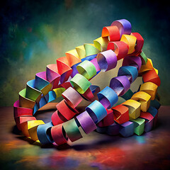 Colorful paper chains still life

