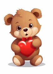 cute teddy bear holding red heart