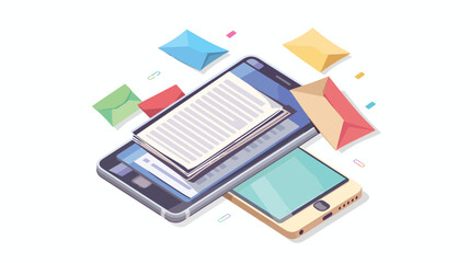 Smartphone with file sheet in white background Vector
