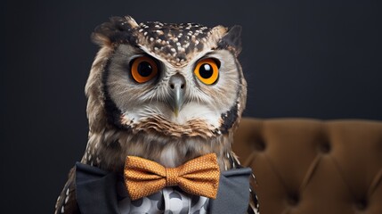 Stylish owl with bow tie
