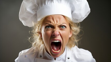 angry chef shouting in kitchen - obrazy, fototapety, plakaty