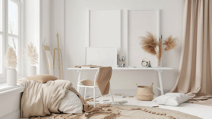 Modern home mockup interior background, 3d render - obrazy, fototapety, plakaty