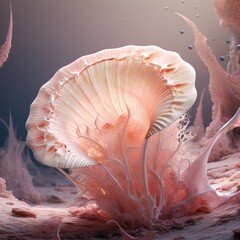 Vibrant underwater mushroom-like organism - obrazy, fototapety, plakaty