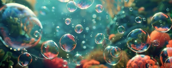 Colorful Bubbles in Dreamy Light
