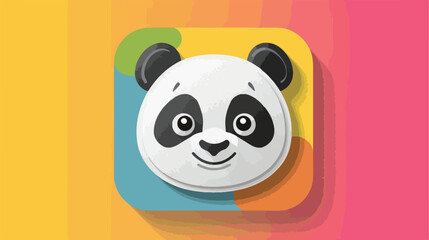 Sticker of color background square with face of panda