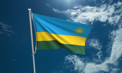 rwanda flag blue sky cloudy white background wallpaper close up independence day 1 first st july month freedom country patriotic culture africa freedom government soldier rwanda greeting label rwanda 