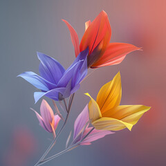 3d rendered photos of a harmonious color palette inspired by the nature accompanied by complementary colors made with generative AI