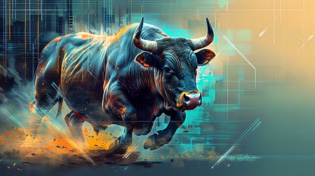 Striking and Energetic Bull Artwork with a Sense of Optimism