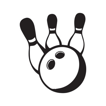 recommend clip art: bowling black silhouette design logo illustration 