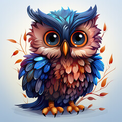 Obraz premium Watercolor Aurora owl, clipart Illustration, Generative Ai