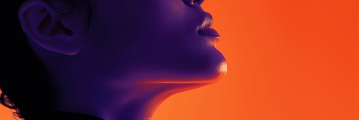 Vibrant Woman: A Close-Up Portrait Amidst an Orange Dream