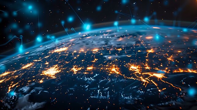 Global Connectivity: Abstract Earth Globe with High-Tech Network