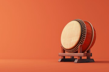 3d illustration of japanese taiko drum on background