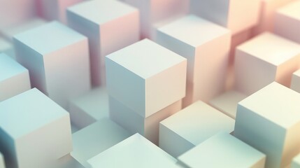 Obraz premium Elegant white cubes over a gradient block background, modern wallpaper design.
