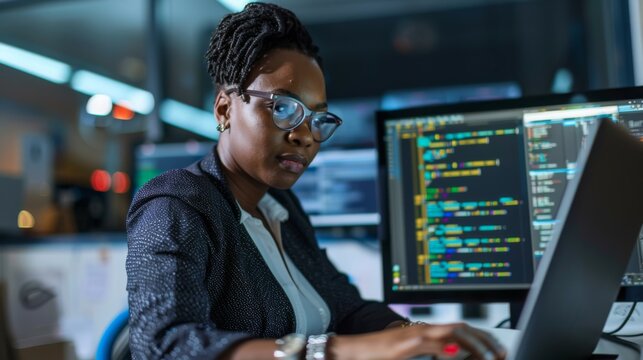 Professional Woman Programming at Work