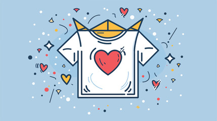 Tshirt with heart inside box as donation symbol line