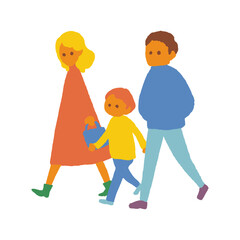 illustration of family walking together