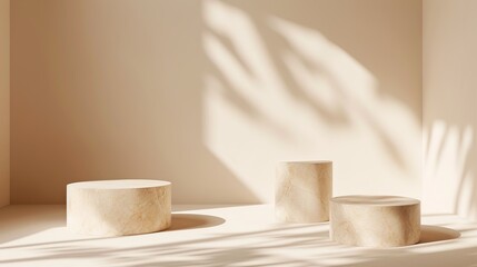 Elegant White Room With Diverse Stone Podiums