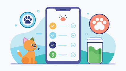 From calculating daily calorie needs to tracking water intake this app helps you manage all aspects of your pets nutrition.. Vector illustration