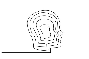 human head face growth mental psychological health development life one line art design vector