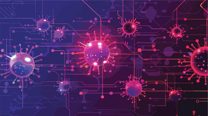 Virus and security system design over purple background